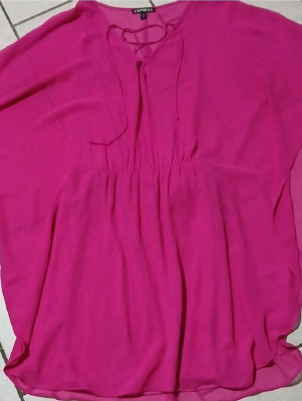 EXPRESS Womens Size L Hot Pink Wide Sleeved Tunic Top